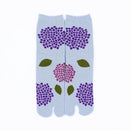 Front view of long blue Tabi Socks " Ajisai "