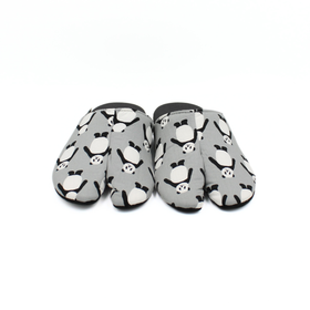 Front view of gray Tabi Slippers " PANDA "