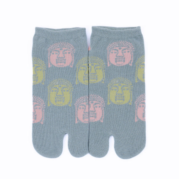 Front view of short dull blue Tabi Socks " Nara Daibutsu "