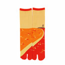 Front view of long orange Tabi Socks " Enoshim "