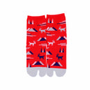 Front view of long red Tabi Socks " Mikasayama "– children's size