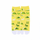 Front view of long yellow Tabi Socks " Mikasayama "– children's size