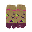Front view of short khaki Tabi Socks " Mikasayama "