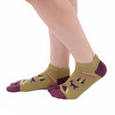 Person wearing short khaki Tabi Socks " Mikasayama ", right side view