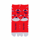 Back view of long red Tabi Socks " Mikasayama "