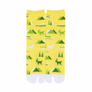 Front view of long yellow Tabi Socks " Mikasayama "