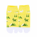 Front view of short yellow Tabi Socks " Mikasayama "
