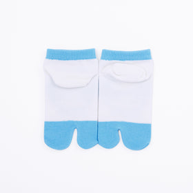Back view of short blue Tabi Socks " Roku "– children's size