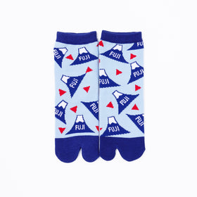 Front view of short blue Tabi Socks " Fujisan 2" – children's size