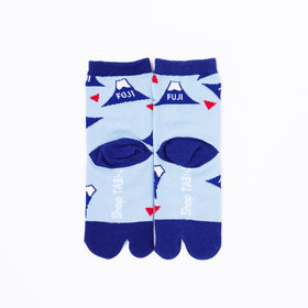 Back view of short blue Tabi Socks " Fujisan 2" – children's size