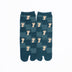 Front view of long green Tabi Socks " Shika Nozoku "– children's size