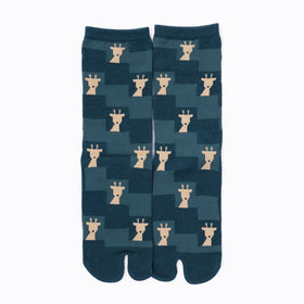 Front view of long green Tabi Socks " Shika Nozoku "