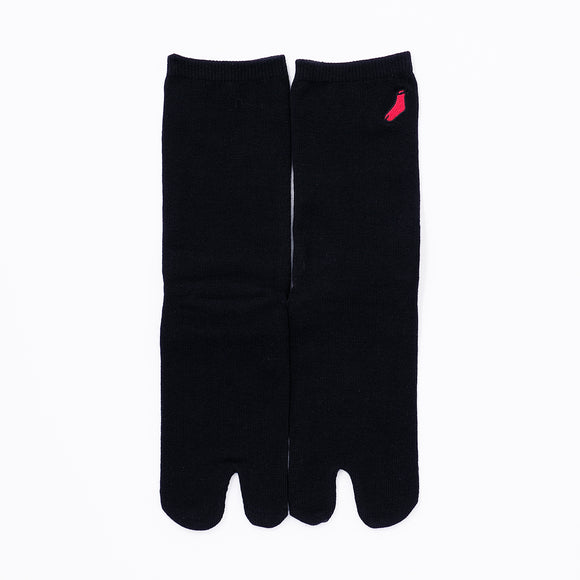 Front view of long black Tabi Socks "TABI-JI"