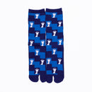 Front view of long blue Tabi Socks " Shika Nozoku "