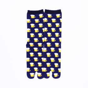 Front view of long navy Tabi Socks " Beer "