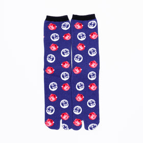 Front view of long navy Tabi Socks " Tai "