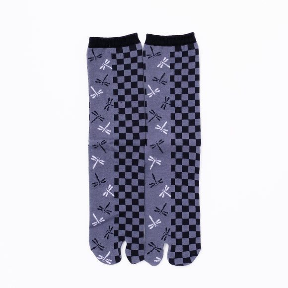 Front view of long gray Tabi Socks " Tonbo & Ichimatsu "