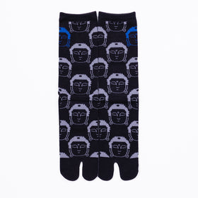 Front view of long black Tabi Socks " Kamakura Daibutsu "