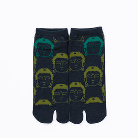 Front view of short green Tabi Socks " Kamakura Daibutsu "