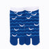 Front view of short blue Tabi Socks "Shirasu"