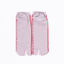 Back view of short red Tabi Socks " Hyoshigi "