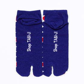 Back view of short blue Tabi Socks " Kingyo 2 "