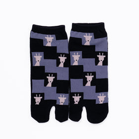 Front view of short black Tabi Socks "Shika Nozoku"