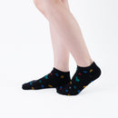 Person wearing short black Tabi Socks " Shika & Wa ", right side view