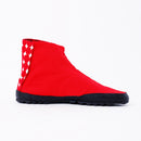Right side of red Tabi Shoes " PLANET "