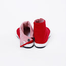 Back view of red Tabi Shoes " SASHIKO "