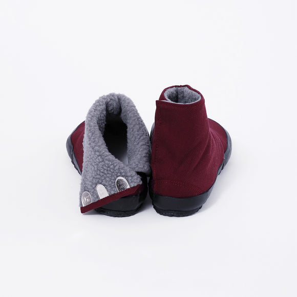 Back view of Dark Red×Gray Tabi Shoes " FLEECE "